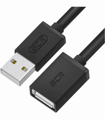 Кабель GreenConnect 0.5m USB 2.0 AM/AF, черный (GCR-55067)