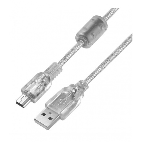 Кабель Greenconnect PROF 1.5m USB 2.0, AM/mini 5P, прозрачный (GCR-UM1M5P-BD2S-1.5m) - фото 1