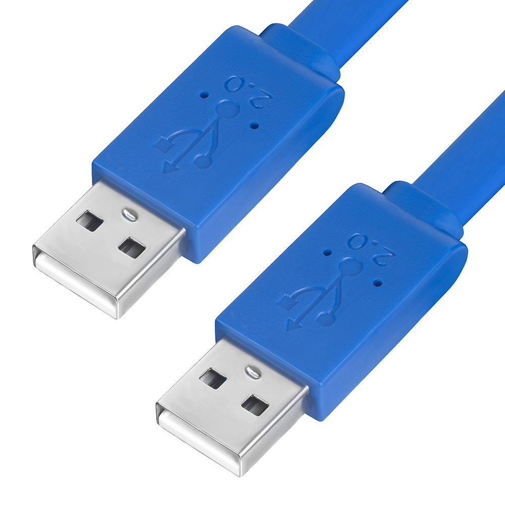 Кабель GreenConnect PROF 1.0m USB 2.0, AM/AM, плоский, синий (GCR-UM4MF-BD-1.0m) цена и фото