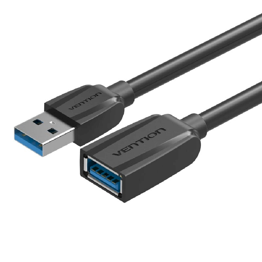 Кабель Vention USB 3.0 AM/AF - 0.5м Black Edition (VAS-A45-B050) удлинительный кабель 0 5 1 1 5 м usb разъем типа c папа мама удлинительный шнур usb кабеля удлинитель кабеля для передачи данных для ноутбуков