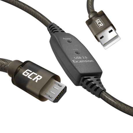 Кабель GreenConnect 10.0m USB 2.0, AM/microB, черно-прозрачный (GCR-53813) - фото 1