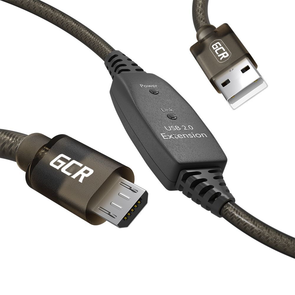 Кабель GreenConnect 10.0m USB 2.0, AM/microB, черно-прозрачный (GCR-53813)