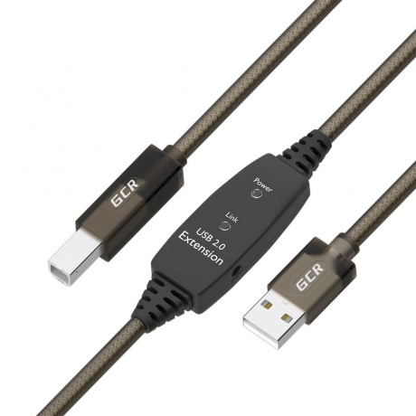 Кабель GreenConnect 10.0m USB 2.0, AM/BM, черно-прозрачный (GCR-53777)