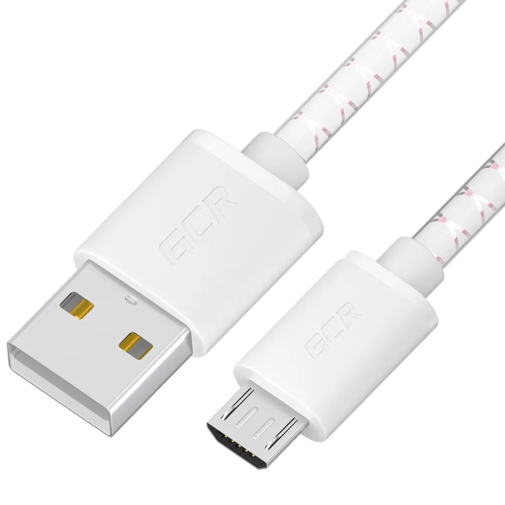 Кабель GreenConnect 1.0m MicroUSB, бело-розовый (GCR-54450) - фото 1