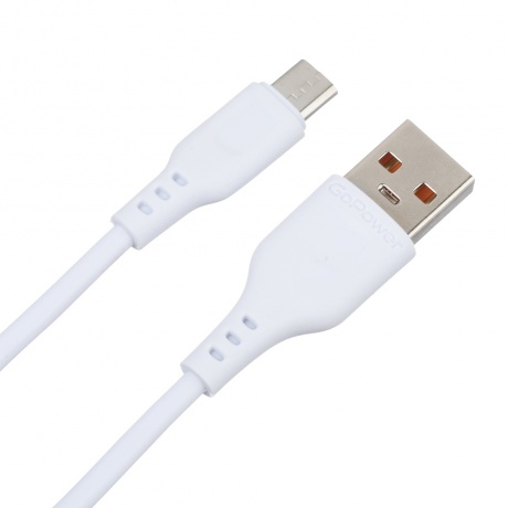 Кабель GoPower GP01M USB (m)-microUSB (m) 1.0м 2.4A белый (00-00018563) - фото 3