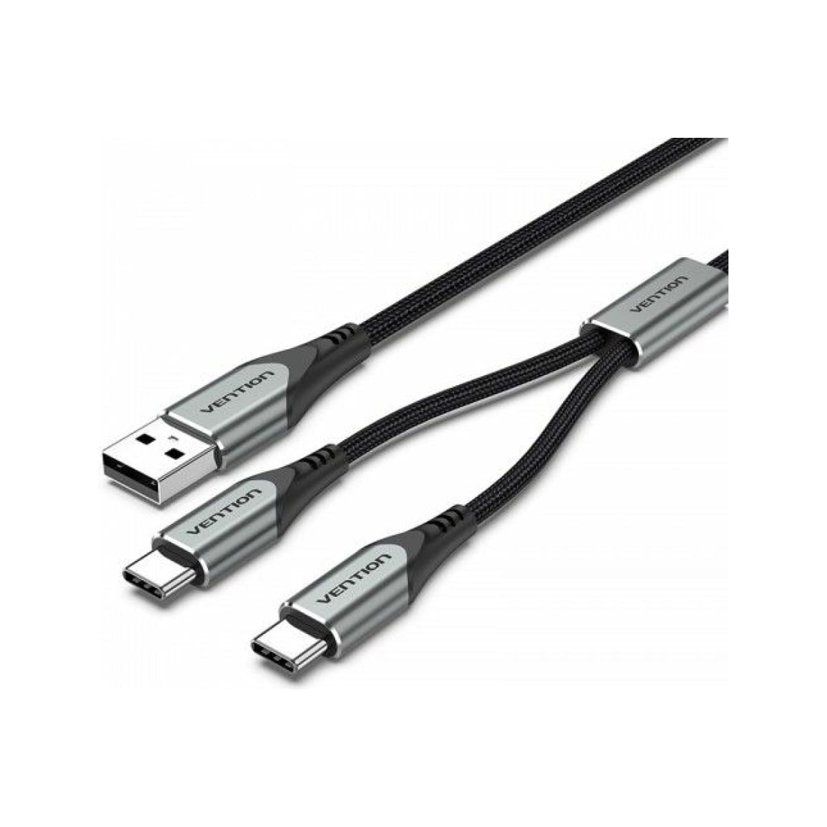 Кабель Vention USB-CM х 2/USB 2.0 AM - 1м. (CQOHF) переходник с usb type c на аудиоразъем 3 5 мм переходник с type c на 3 5 мм aux для наушников кабель конвертер наушники для samsung xiaomi huawei