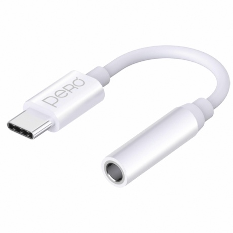 Адаптер PERO AD09 USB-C TO MINI JACK 3.5MM, белый - фото 1