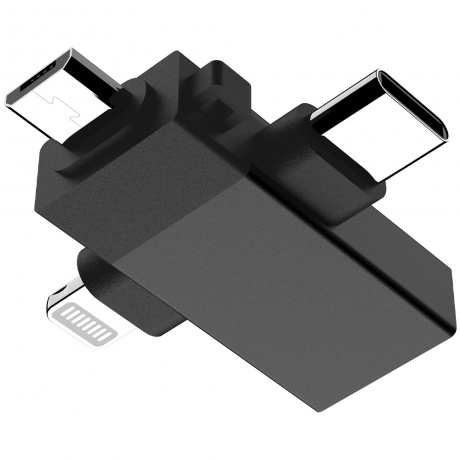 Адаптер PERO AD14 OTG LIGHTNING+USB-C+MICRO-USB TO USB 3.0, черный - фото 6