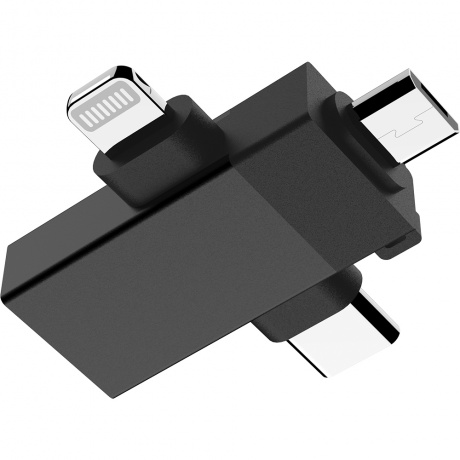 Адаптер PERO AD14 OTG LIGHTNING+USB-C+MICRO-USB TO USB 3.0, черный - фото 7