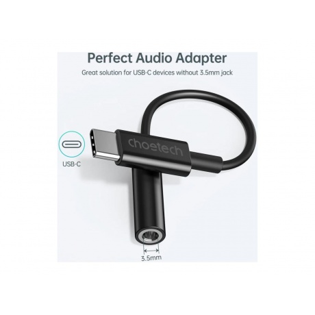 Аудио адаптер Choetech USB-C - AUX Jack 3.5 мм (f), цвет черный (AUX003) - фото 3