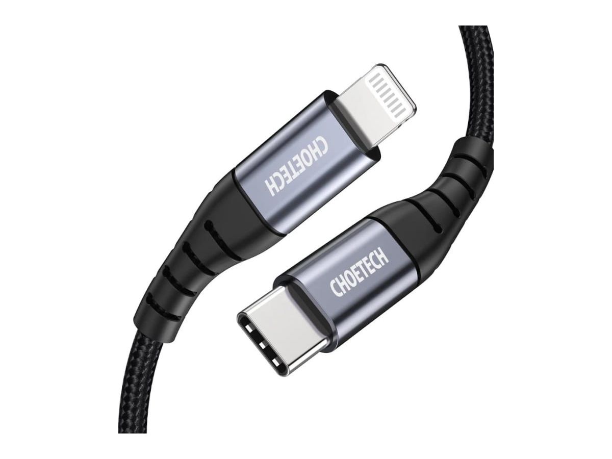 цена Кабель Choetech USB C - Lightning 2 м, нейлоновая оплетка (IP0041)