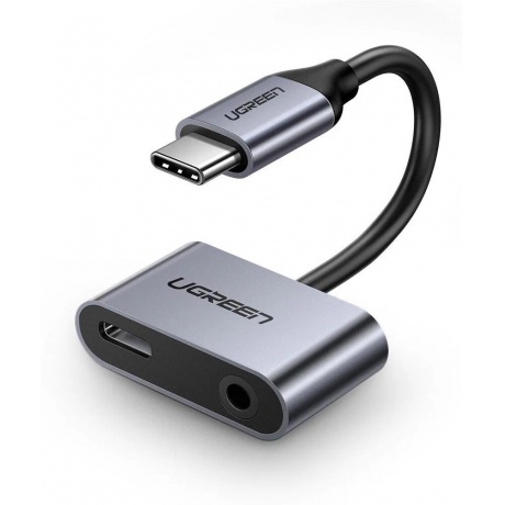 Адаптер UGREEN USB-C в USB-C, 3.5мм аудио, цвет черно-серый, длина 0,1м, (50596) - фото 1