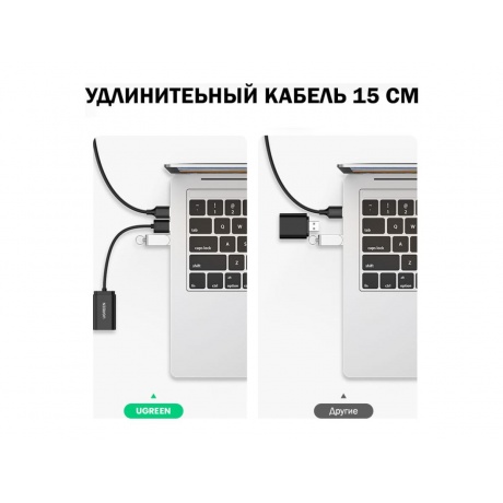 Адаптер UGREEN USB C - AUX Jack 3.5 мм (f), цвет черный (30724) - фото 3