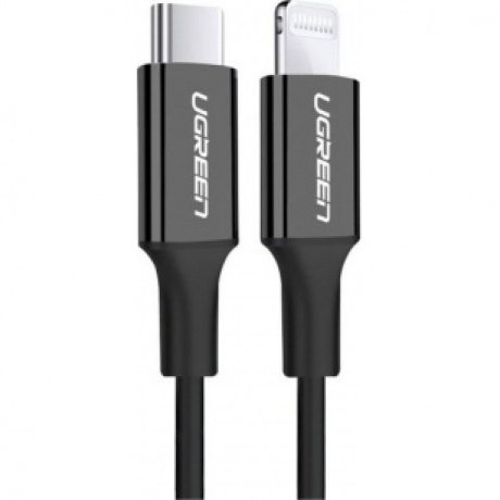 Кабель UGREEN UGREEN USB C - Lightning, никелированное покрытие из АБС-пластика, цвет черный, 1 м (60751)