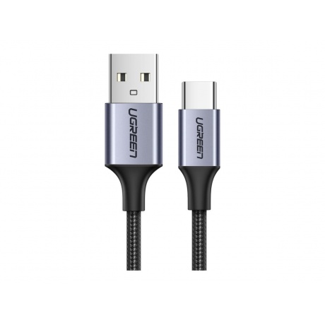 Кабель UGREEN USB A 2.0 - USB C, никелированная алюминиевая оплетка, цвет черный, 1 м (60126) - фото 1