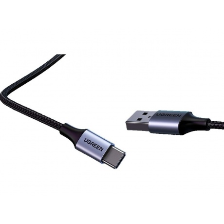 Кабель UGREEN USB A 2.0 - USB C, никелированная алюминиевая оплетка, цвет черный, 1 м (60126) - фото 5