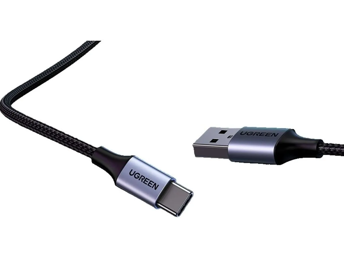Кабель UGREEN USB A 2.0 - USB C, никелированная алюминиевая оплетка, цвет черный, 1 м (60126) - фото 5