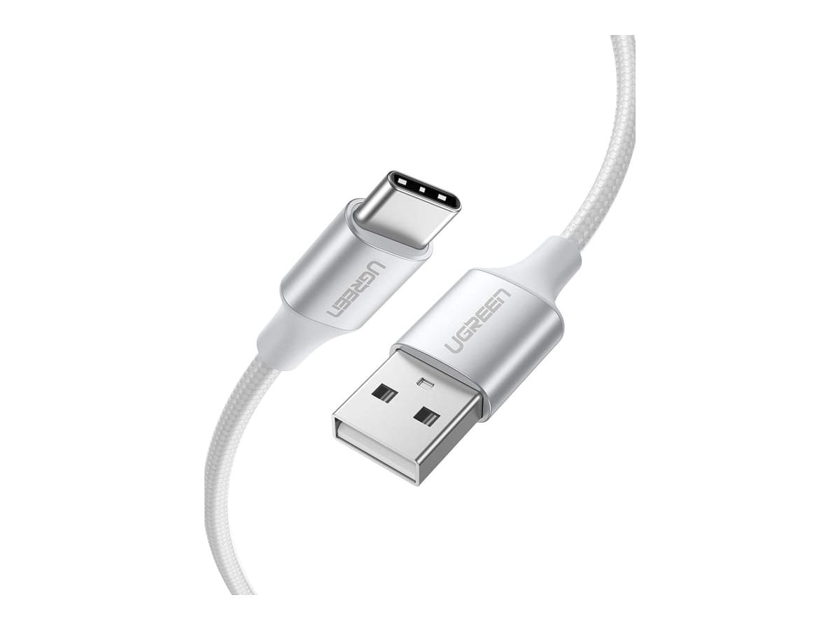 Кабель UGREEN USB A Male - USB C Male, 3A, 0.5м, в оплетке, белый (60130)