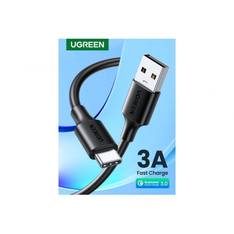 Кабель UGREEN USB A Male - USB C Male, 3A, 0.5м, резиновое покрытие, черный (60115) - фото 4