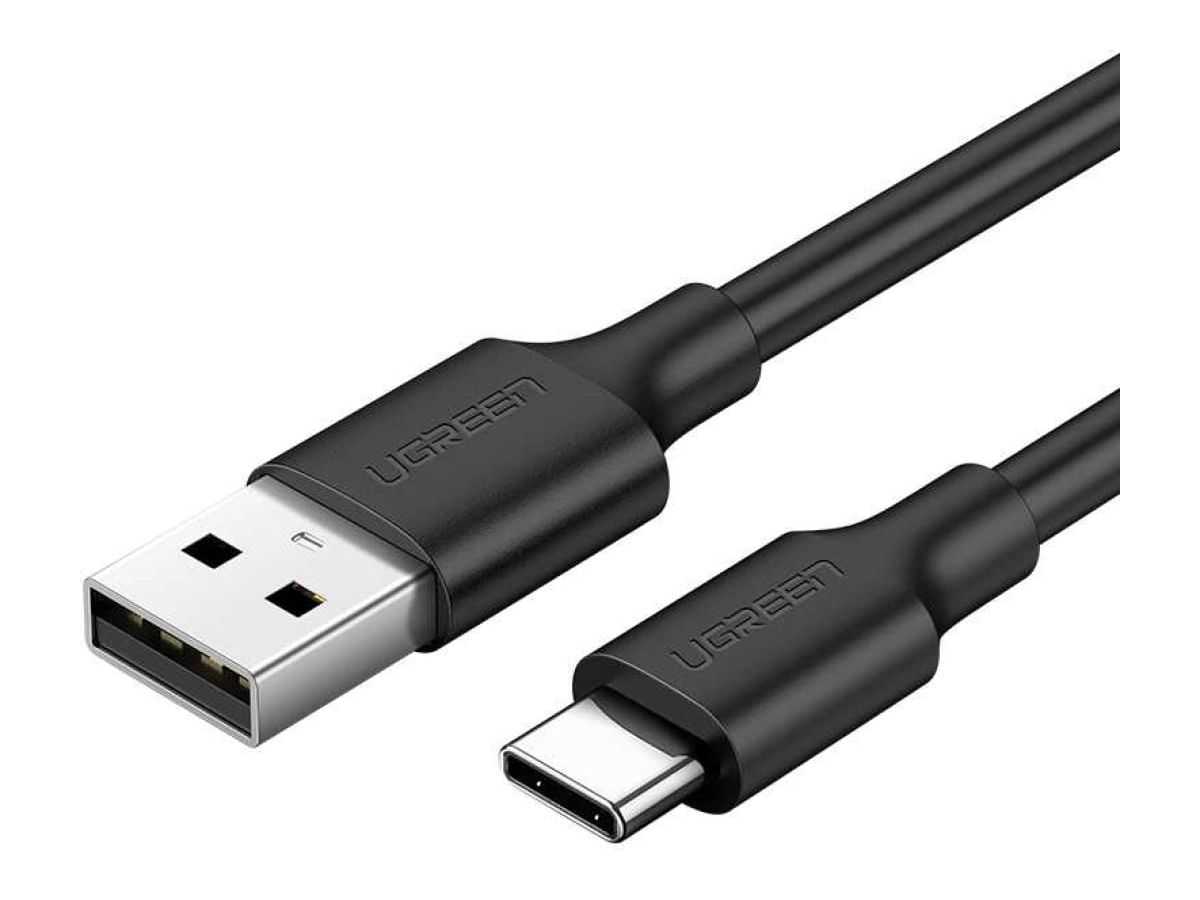 Кабель UGREEN USB A Male - USB C Male, 3A, 0.5м, резиновое покрытие, черный (60115)