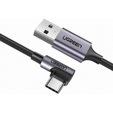 Кабель UGREEN USBC Male (90L) - USB A 2.0 Male, 3A, 0.5м, в оплетке, черный (50940) - фото 1