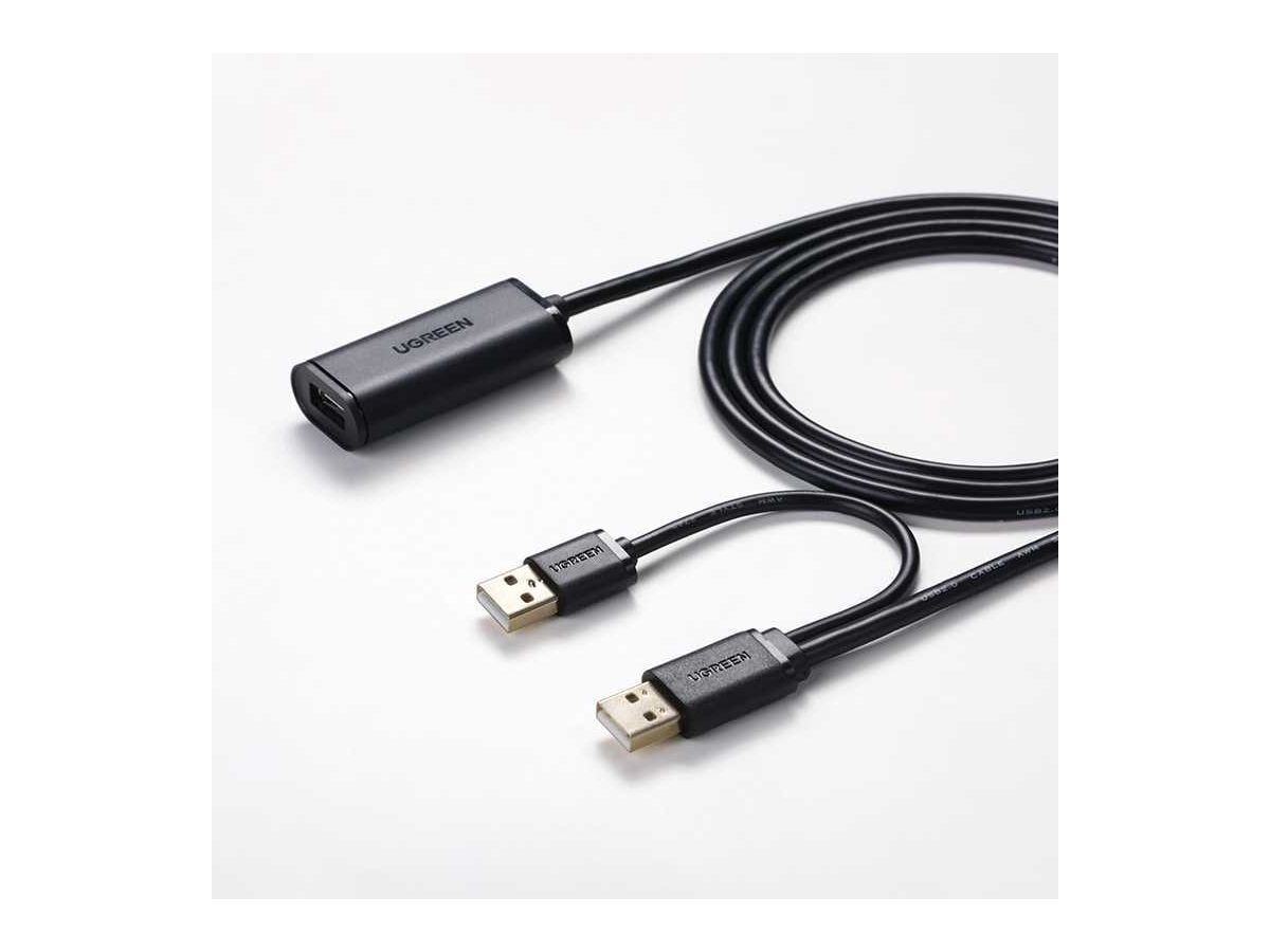 Кабель-удлинитель UGREEN US137 USB 2.0 Active, 5м, цвет черный (20213)