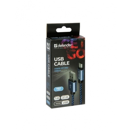 Кабель Defender USB2.0/MICRO-USB 1M BLUE (87805) - фото 3