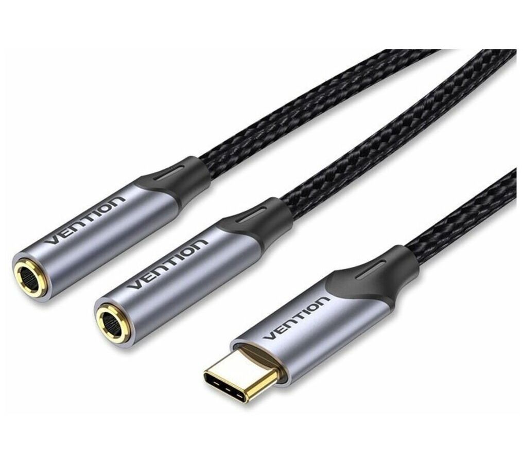 Переходник Vention USB-C/M - 2xJack 3.5mm/F 30cm BGPHY кабель аудио 2xjack 2xjack roxtone gptc210 1 5 1 5m