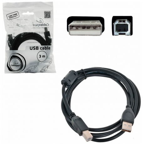 Кабель Gembird Cablexpert Pro USB 2.0 AM/BM 3m Black CCF2-USB2-AMBM-10 - фото 5