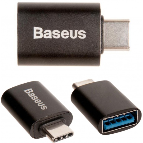 Кабель Baseus Ingenuity Series Mini OTG Adaptor Type-C - USB-A 3.1 Black ZJJQ000001 - фото 1