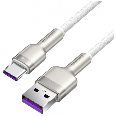 Кабель Baseus Cafule Series Metal USB - Type-C 66W 2m White CAKF000202 - фото 4