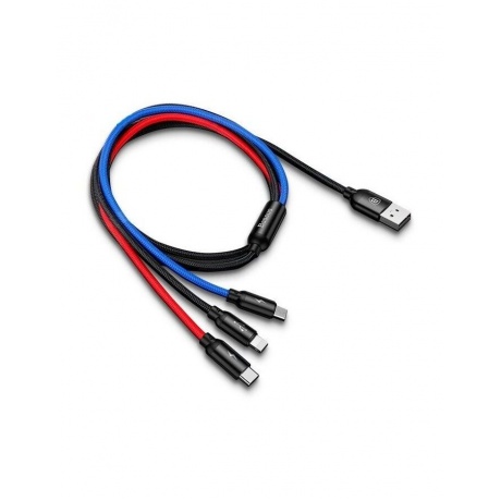 Кабель Baseus Three Primary Colors 3-in-1 Cable USB - Lightning / MicroUSB / Type-C 3.5A 30cm Black CAMLT-ASY01 - фото 8