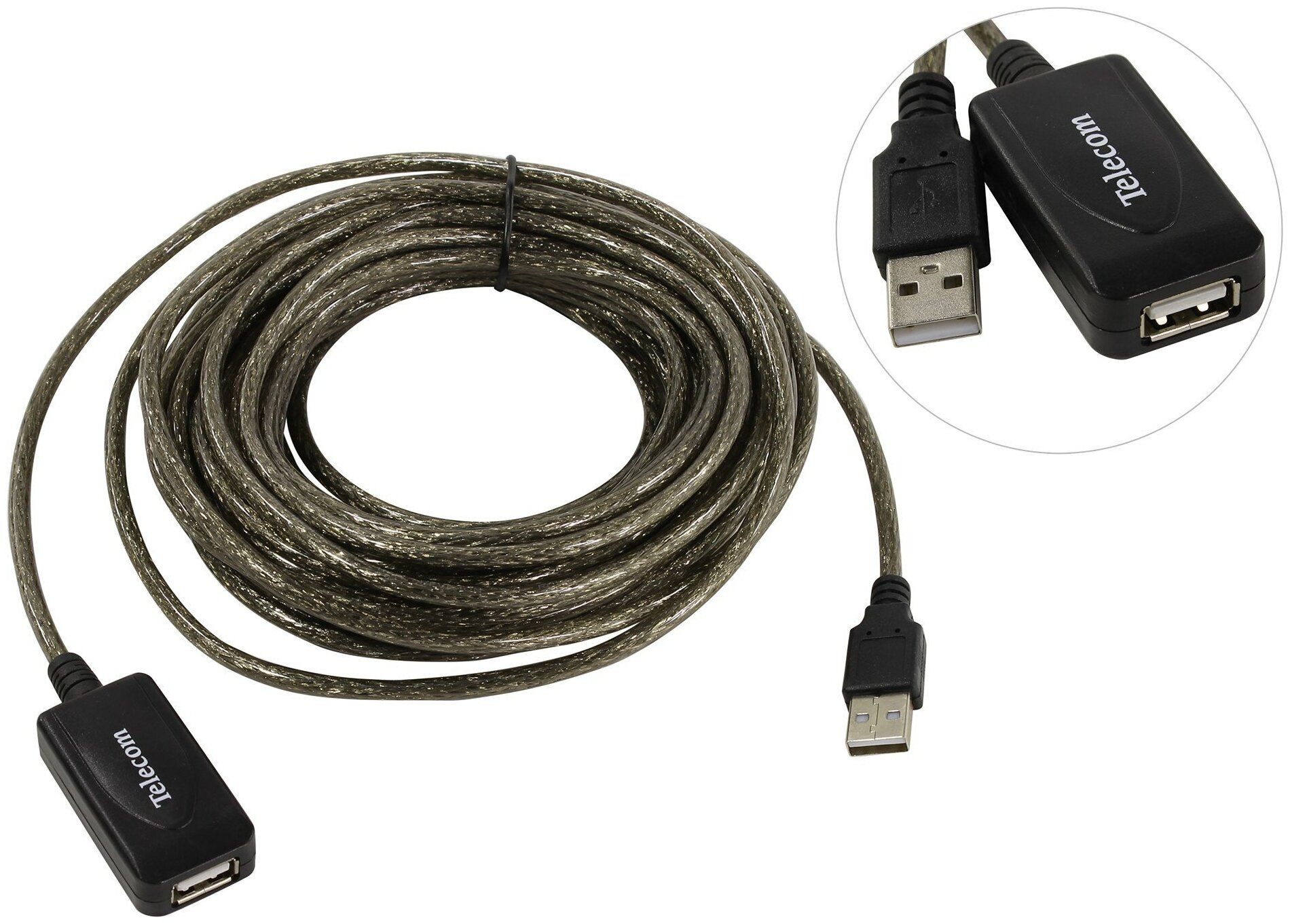 Кабель Telecom USB 2.0 AM - AF 10m TUS7049-10M кабель интерфейсный sas lsi cbl sff8643 10m lsi00405