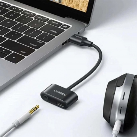 Кабель Ugreen CM397 USB-A - USB-C + 3.5mm Headphone Jack Black 80897 - фото 8