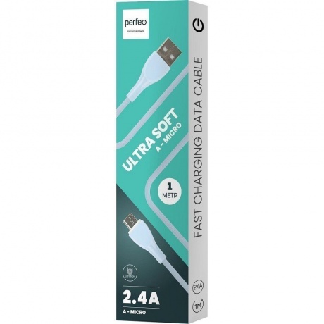 Кабель Perfeo U4022 USB A вилка - Micro USB вилка 1 м 2.4A blue - фото 2