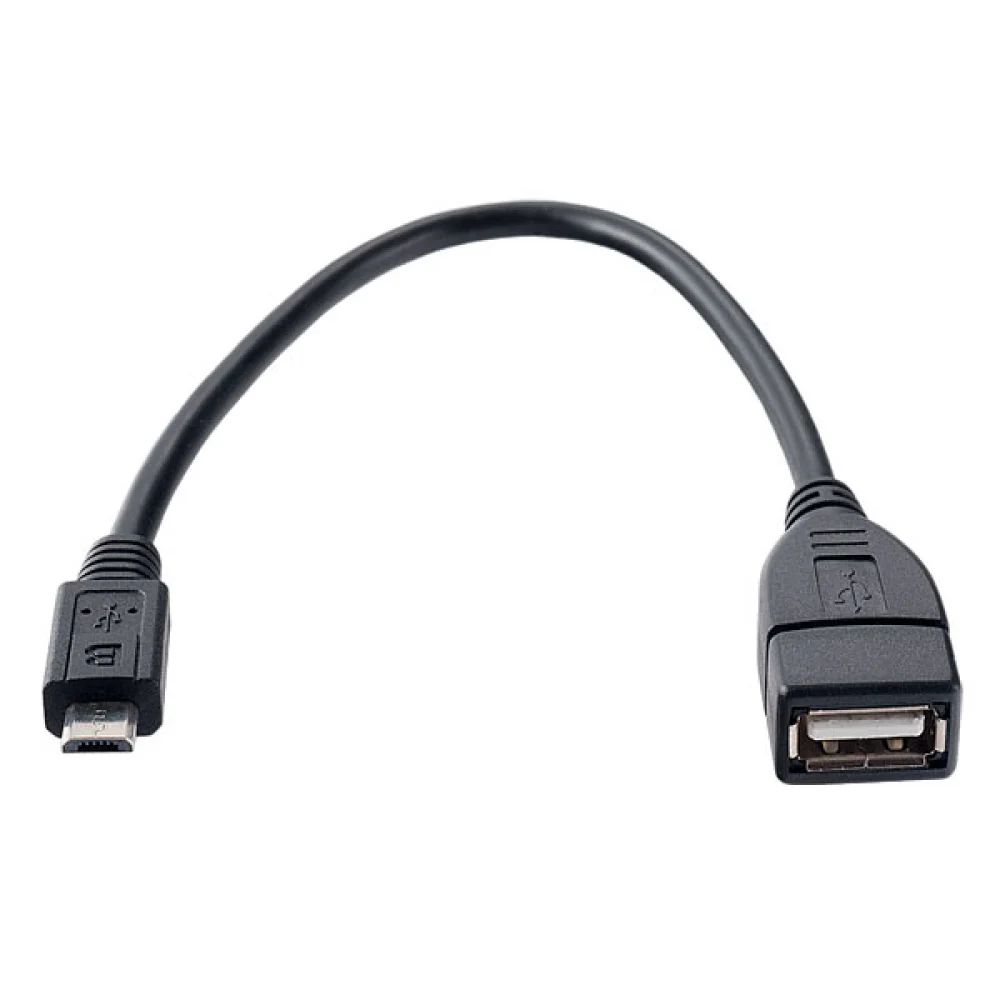 цена Кабель Perfeo U4204 USB 2.0 A розетка - Micro USB вилка OTG 1 м black