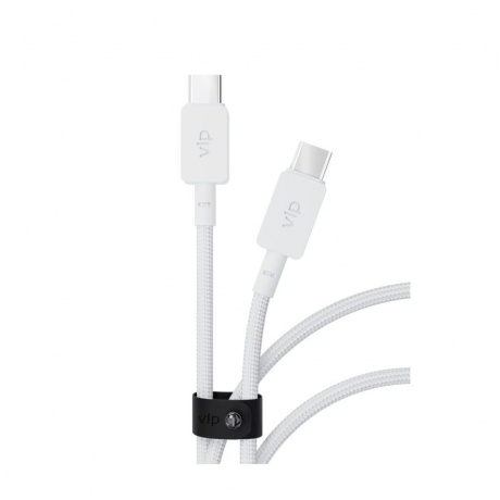 Дата-кабель VLP Nylon Cable USB C - USB C, 100W, 1.2м, белый - фото 3