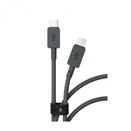 Дата-кабель VLP Nylon Cable USB C - USB C, 100W, 1.2м, черный - фото 4