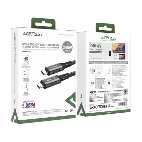 Кабель ACEFAST C1-09 USB-C to USB-C черно-серый - фото 5
