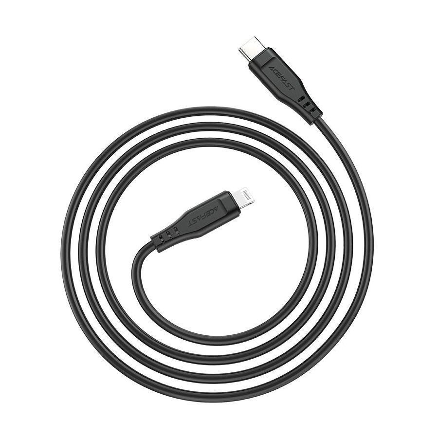 дата кабель зарядный type c lightning 1 м 3а поддерживает быструю зарядку arnezi арт a0605036 Кабель ACEFAST C3-01 USB-C to Lightning TPE черный