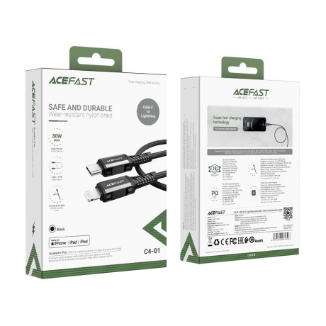 Кабель ACEFAST C4-01 USB-C to Lightning черный - фото 8