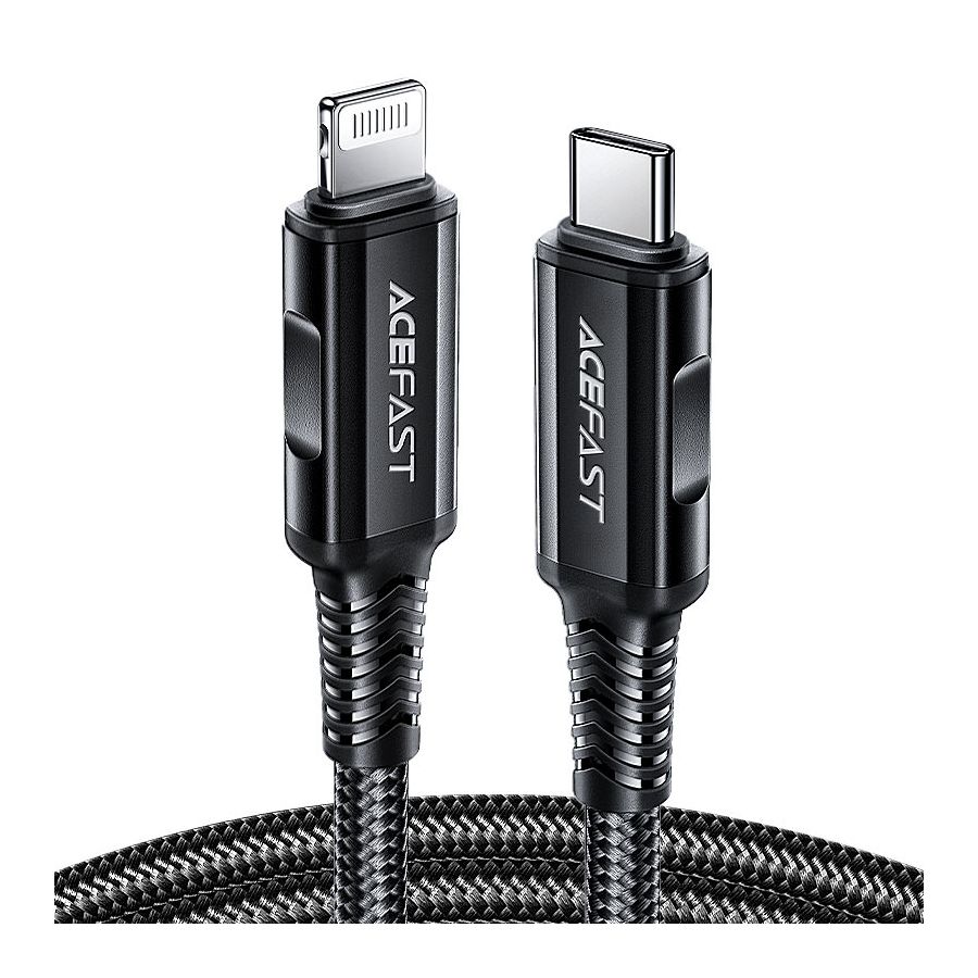 дата кабель зарядный type c lightning 1 м 3а поддерживает быструю зарядку arnezi арт a0605036 Кабель ACEFAST C4-01 USB-C to Lightning черный