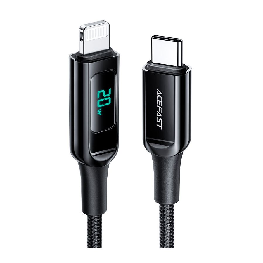 Кабель ACEFAST C6-01 USB-C to Lightning черный кабель acefast c6 01 usb c to lightning 1 2 метра с цифровым дисплеем черный