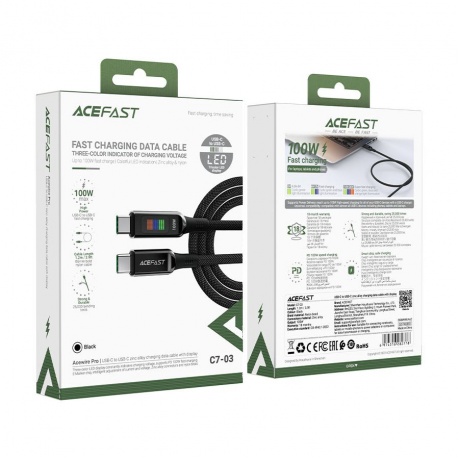 Кабель ACEFAST C7-03 USB-C to USB-C zinc alloy charging черный - фото 5