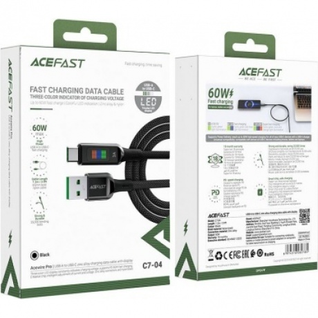 Кабель ACEFAST C7-04 USB-A to USB-C zinc alloy charging черный - фото 4
