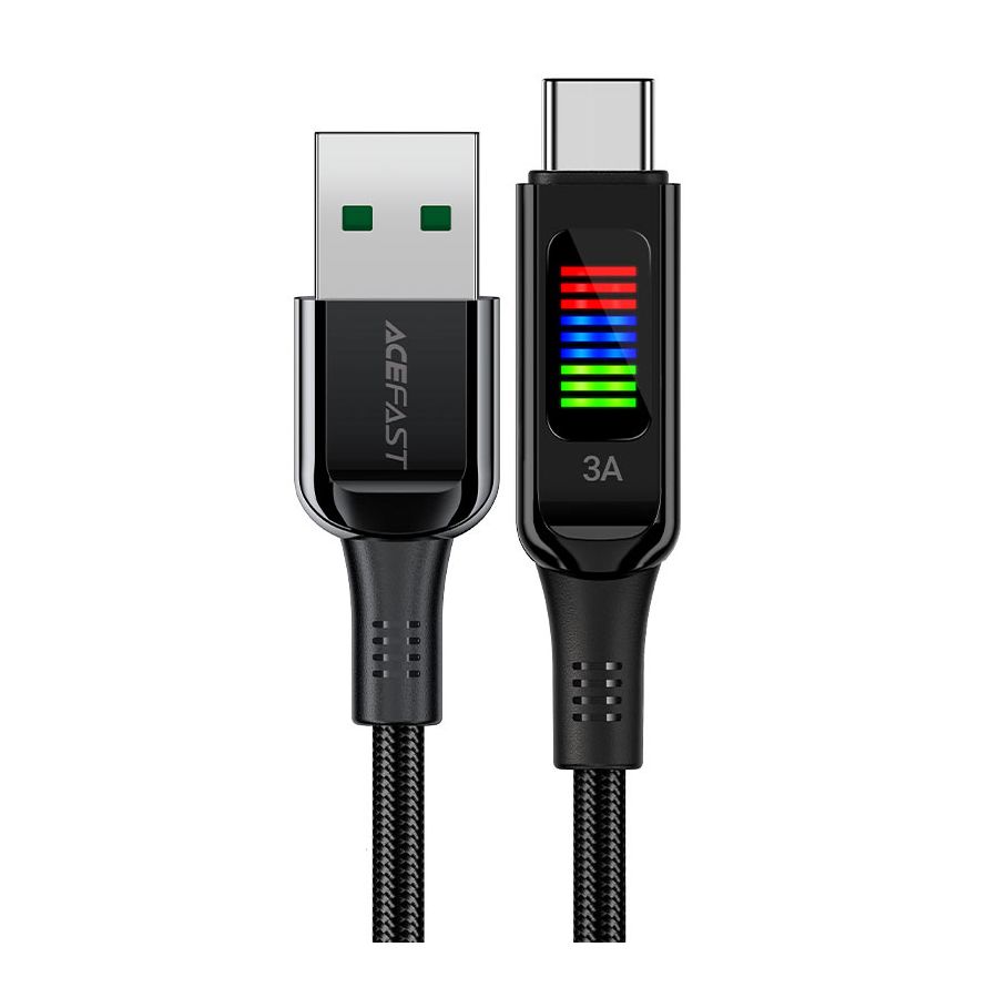 Кабель ACEFAST C7-04 USB-A to USB-C zinc alloy charging черный кабель ugreen usb c 3 а для быстрой зарядки и передачи данных для samsung s20 huawei xiaomi мобильный телефон
