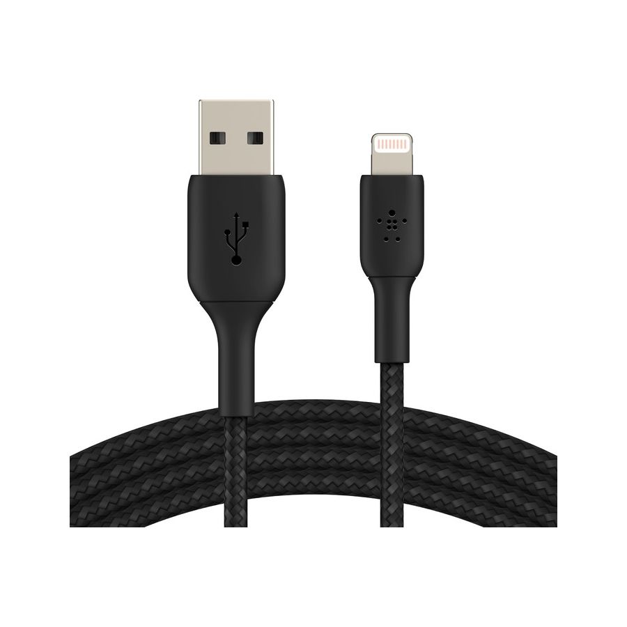 цена Кабель Belkin BoostCharge USB-A Braided Cable with Lightning Connector. черный