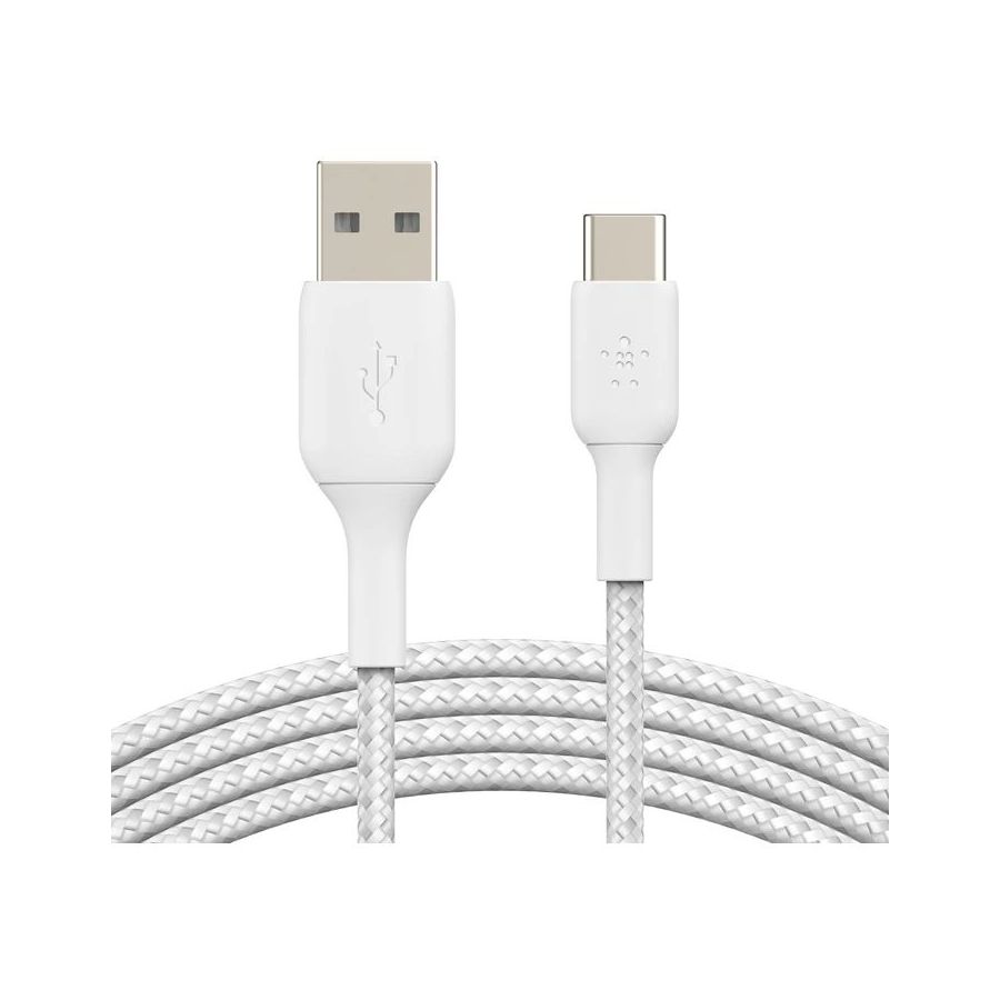 Кабель Belkin BoostCharge USB-A to USB-C Braided Cable. Длина: 2м. белый CAB002BT2MWH - фото 1
