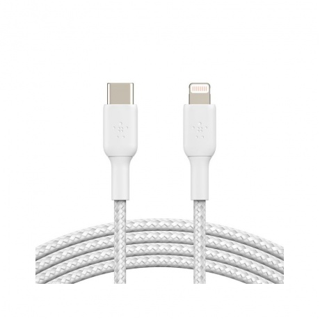 Кабель Belkin BoostCharge USB-C Braided Cable with Lightning Connector белый - фото 1