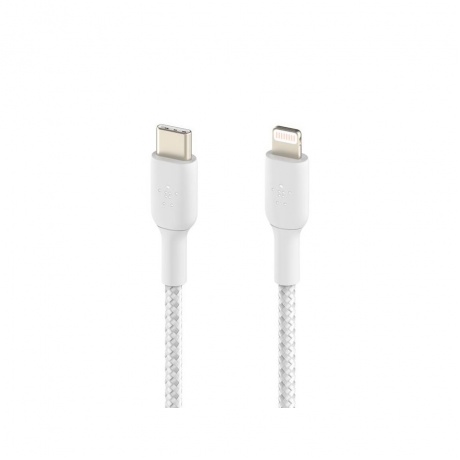 Кабель Belkin BoostCharge USB-C Braided Cable with Lightning Connector белый - фото 3